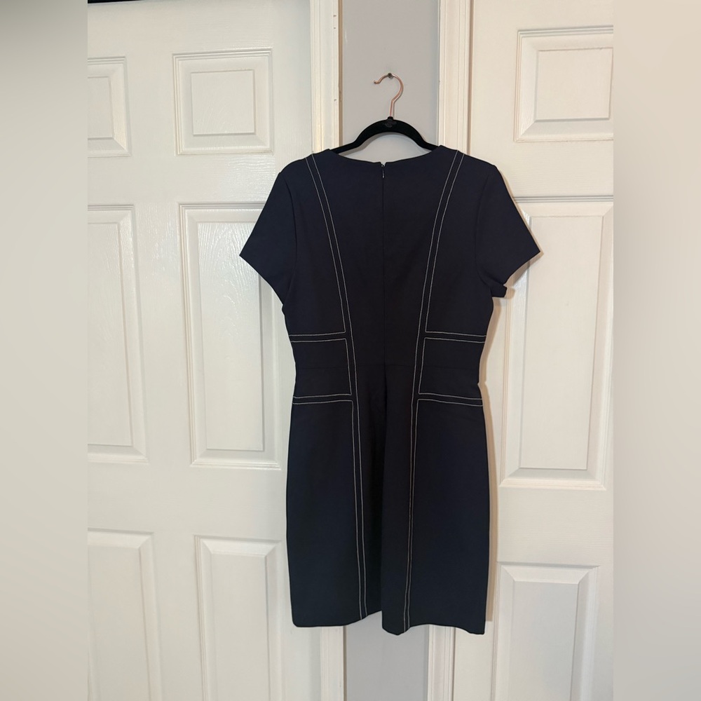 Brooks Brothers Navy Midi Dress with White Stitching - Picture 5 of 5